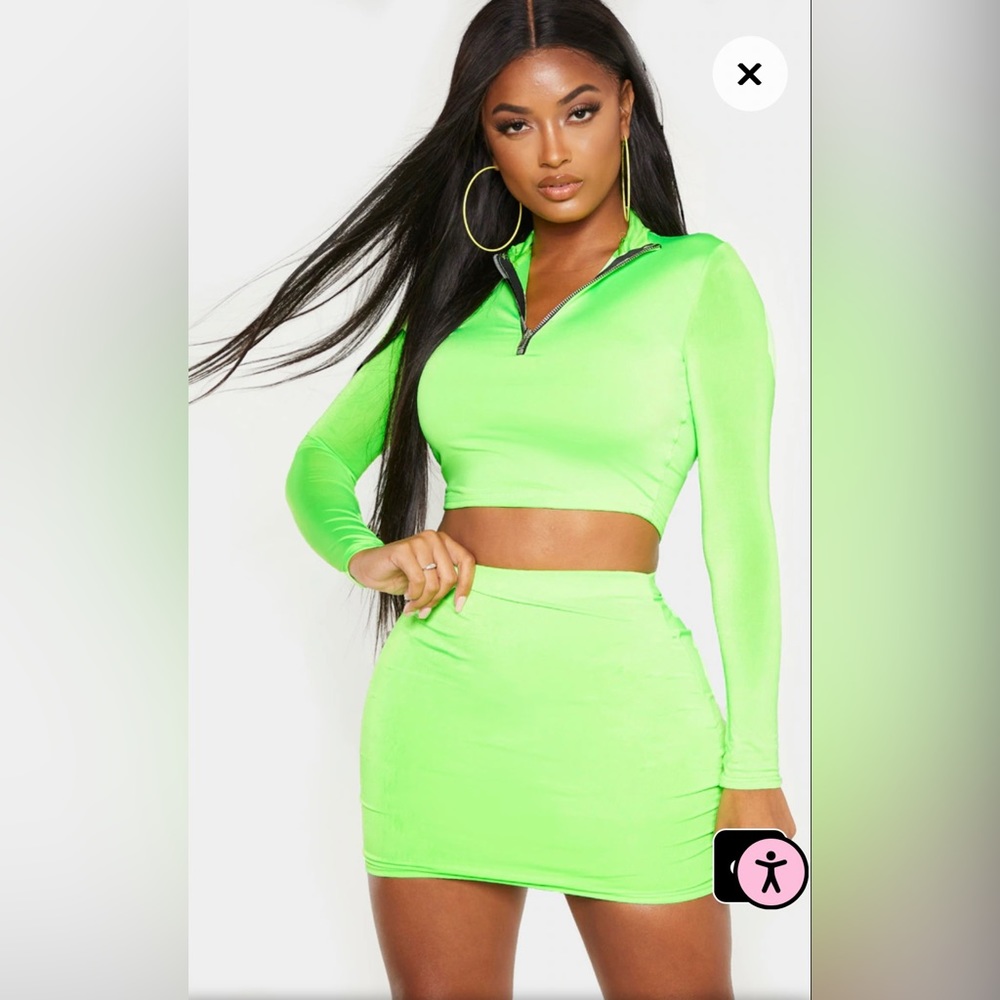 PrettyLittleThing Shape neon long sleeve crop top